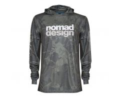 Nomad Hooded Tech Fishing Shirt Khaki Camo Splice